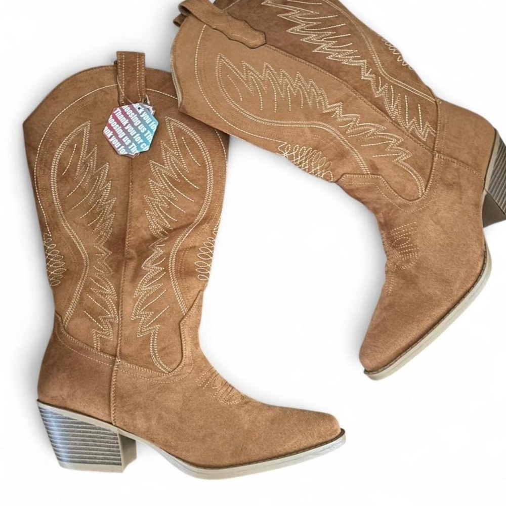 Brown Western Cowgirl Boots‎ 🤎 Vintage Style Pointed Size 11.5 Women's